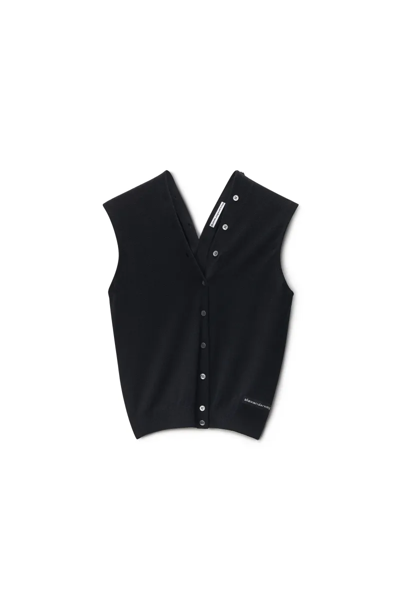 CONTINUOUS PLACKET TANK TOP CARDIGAN