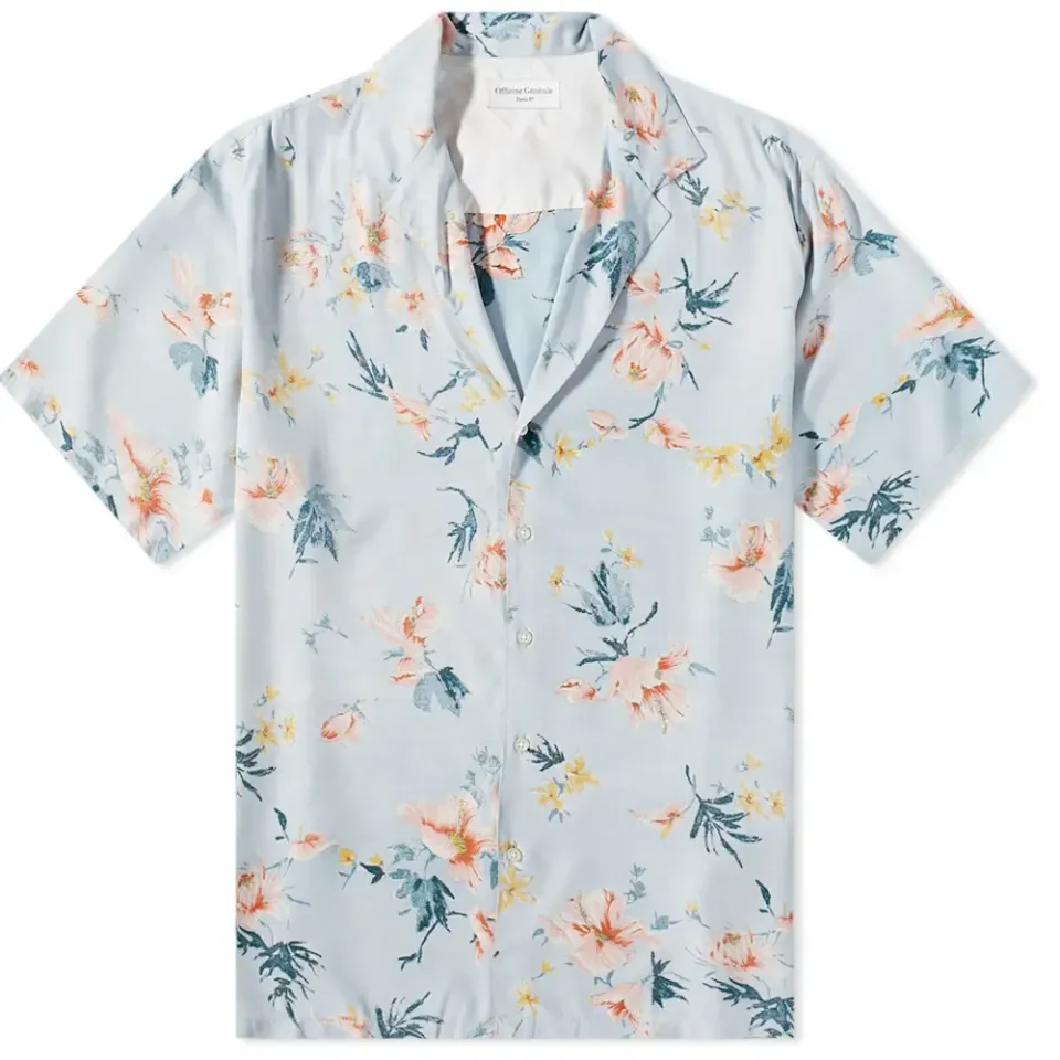 Officine Générale Eren Short Sleeve Flower Print Shirt