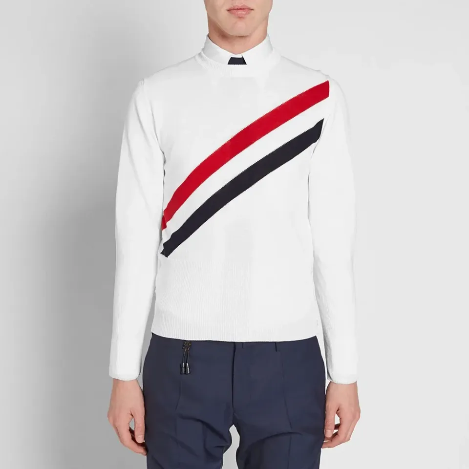 Diagonal Stripe Crew Knit