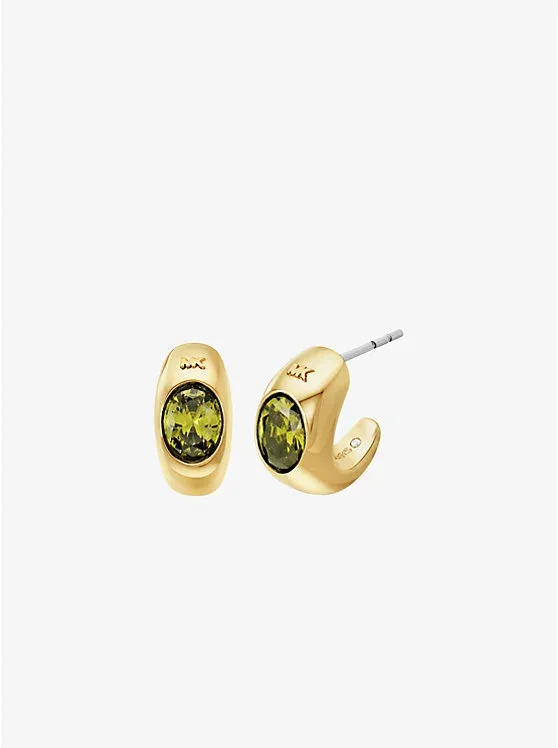 Precious Metal-Plated Cubic Zirconia Huggie Hoop Earrings