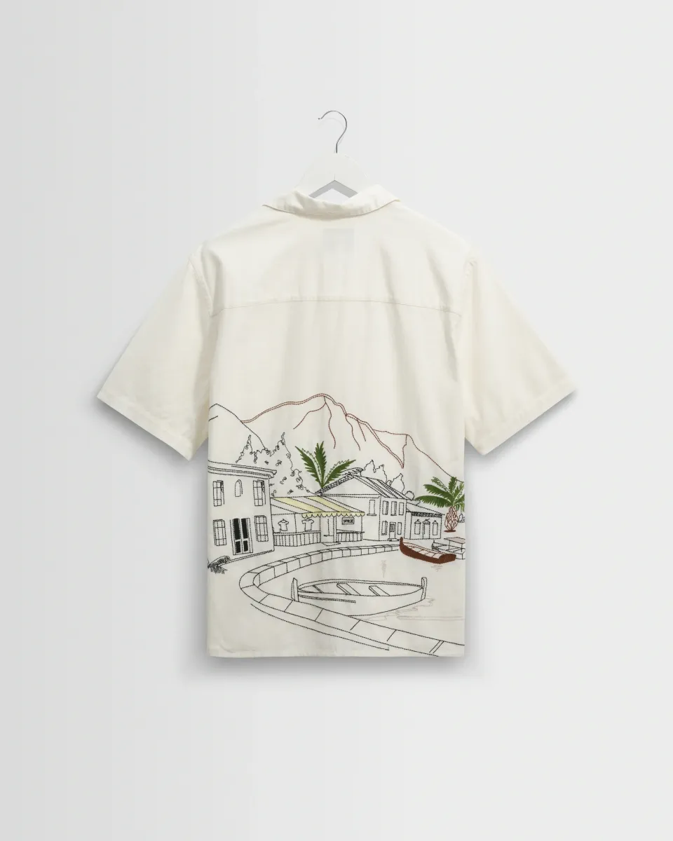 Didcot - Ecru and Multicolour Embroidered Short-Sleeve Shirt