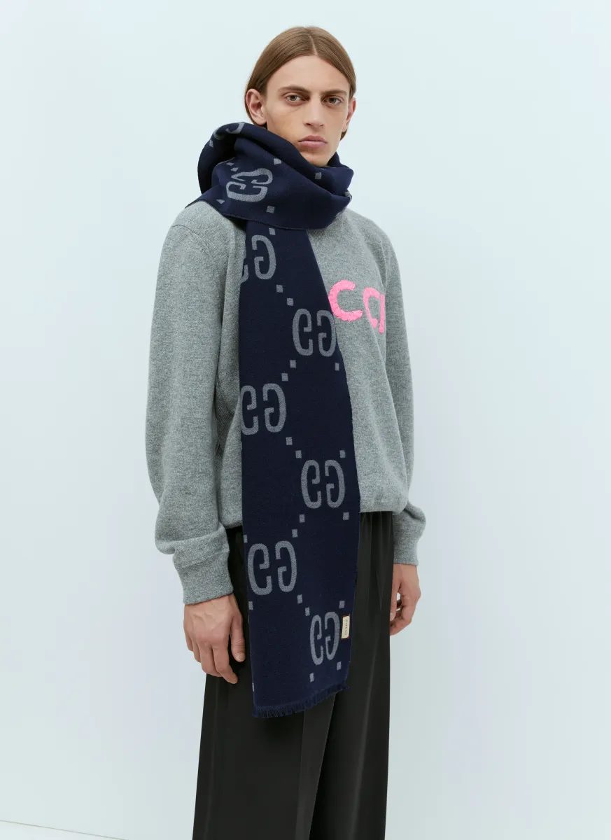 GG Jacquard Wool Silk Scarf