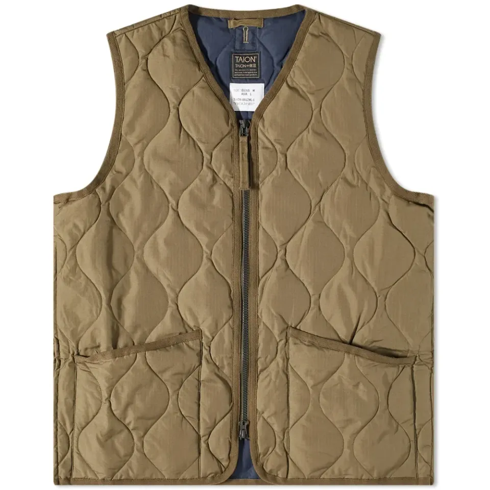 Military Zip V-Neck Down Vest