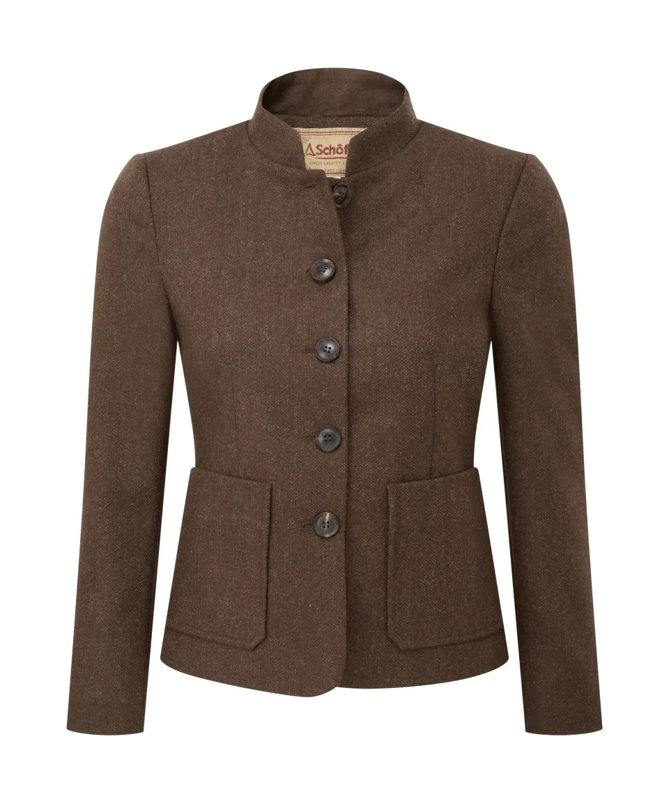 St Abbs Tweed Blazer - Chocolate Herringbone Tweed