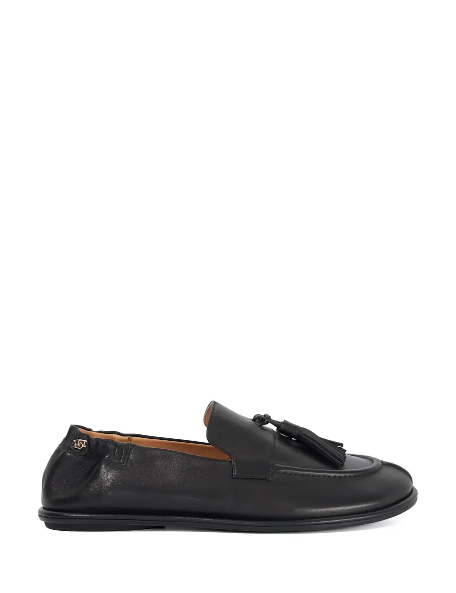 Leather Tassel Loafers Black