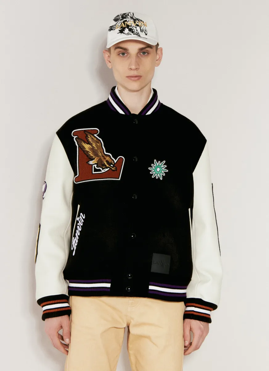 Varsity Jacket With Leather Sleeves