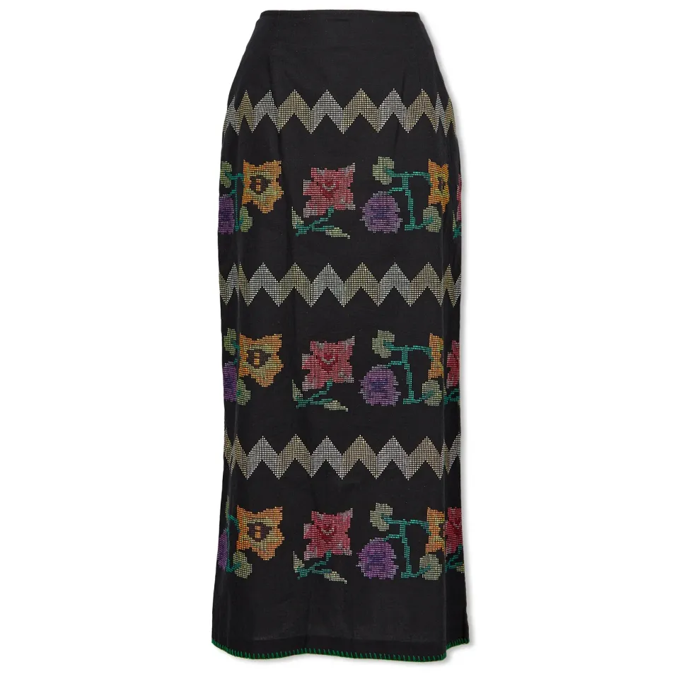 Embroidered Midi Skirt