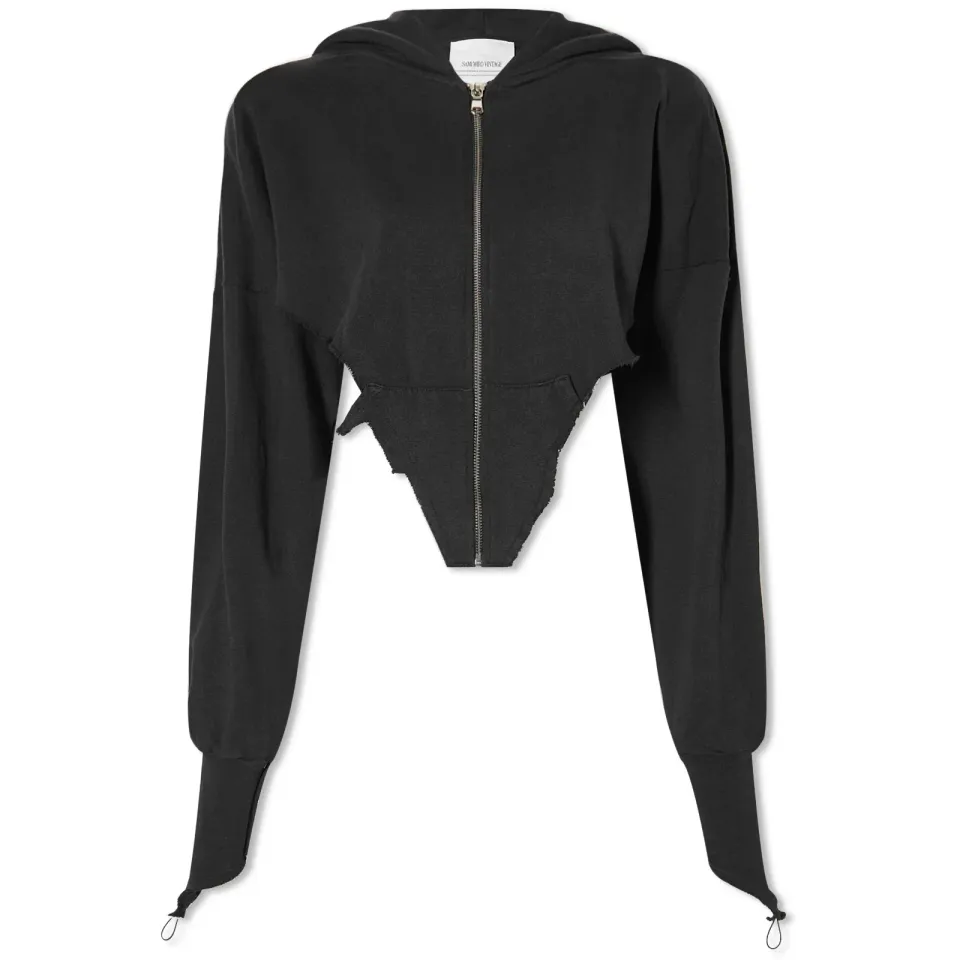 V Cut Zip Up Hoodie