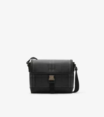 Small City Check Clip Messenger Bag in Iron grey