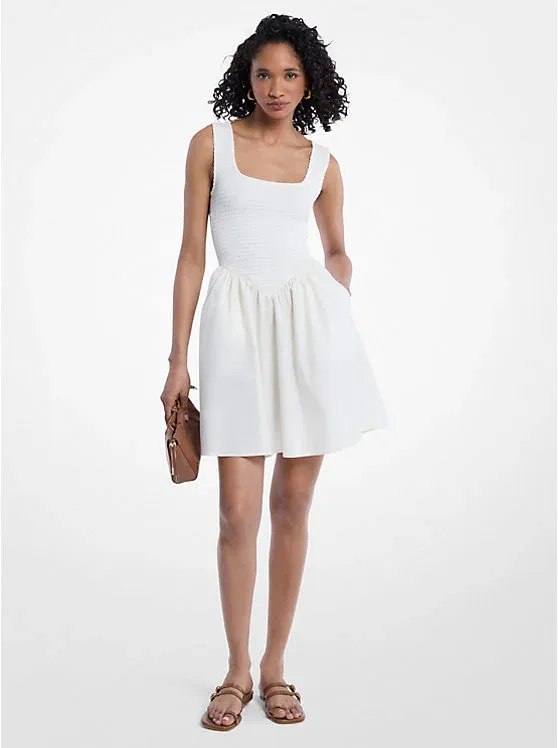 Smocked Stretch Matte Jersey Mini Dress