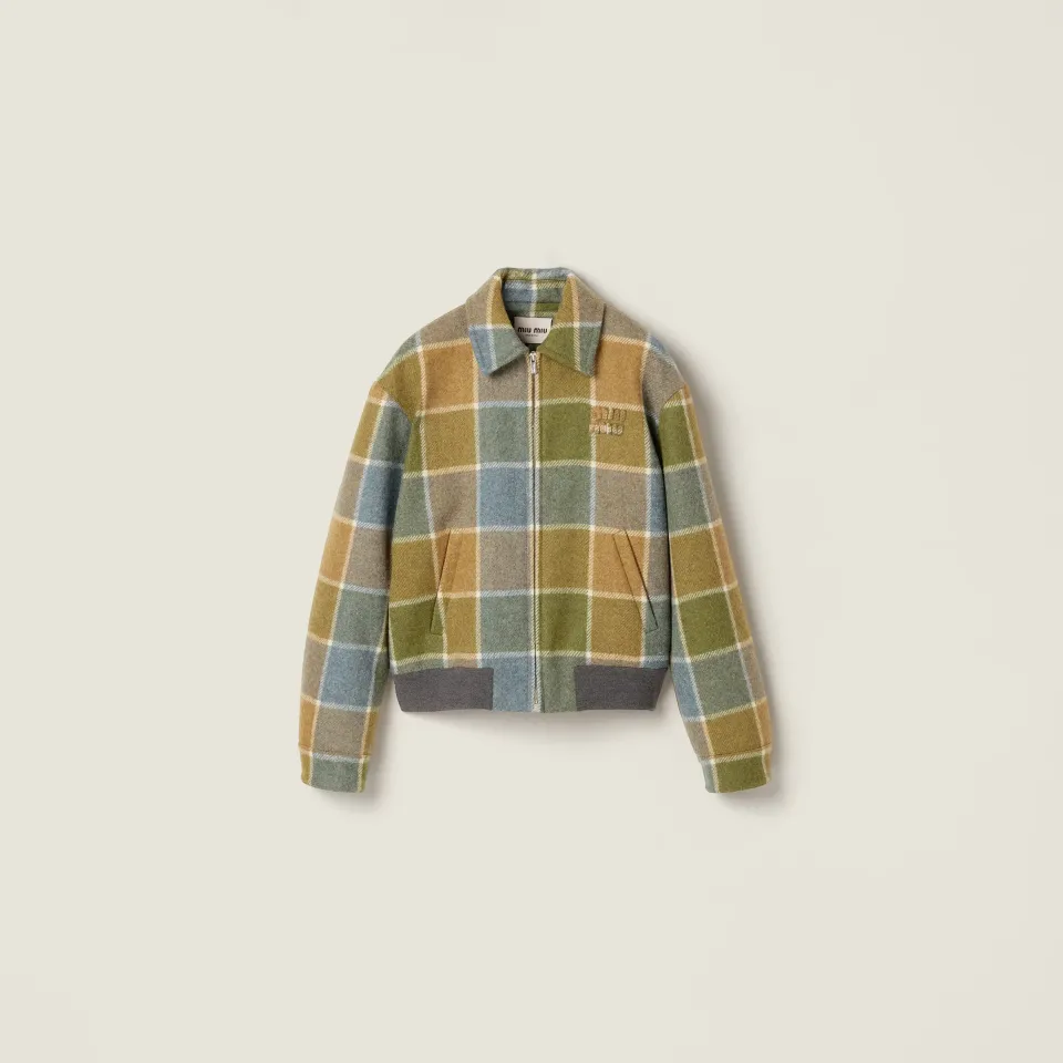 Checked blouson jacket