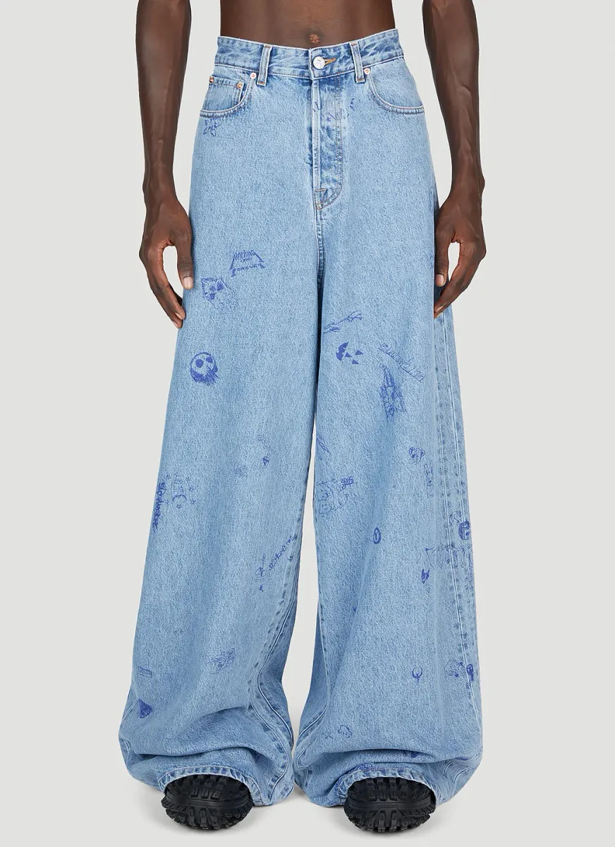 Scribbled Baggy Jeans