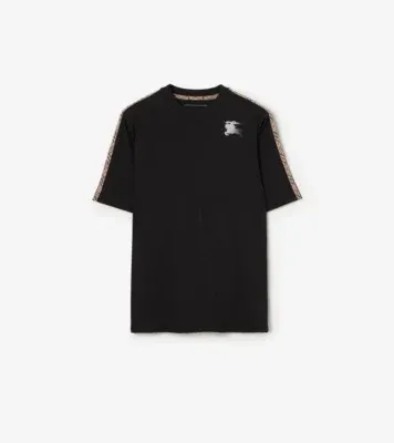 Check Trim Jersey T-shirt in Black - Men, Nylon