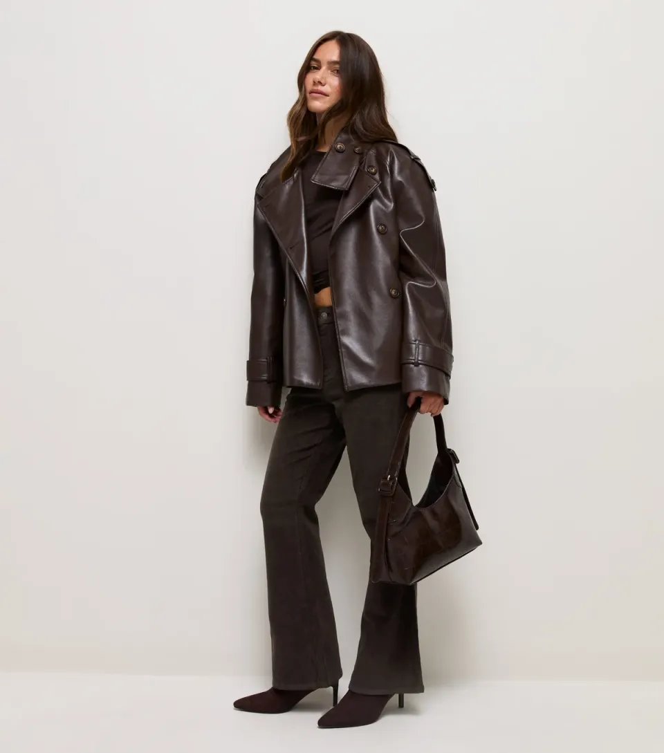 Women's Petite Dark Brown Cotton Rich Corduroy Bootcut Trousers