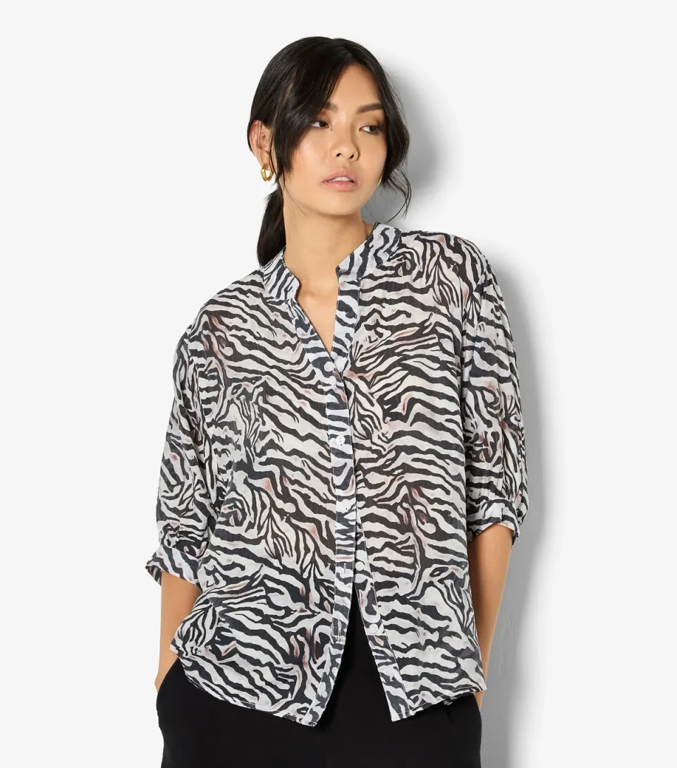 Women's Black Zebra Print Oversized Blouse