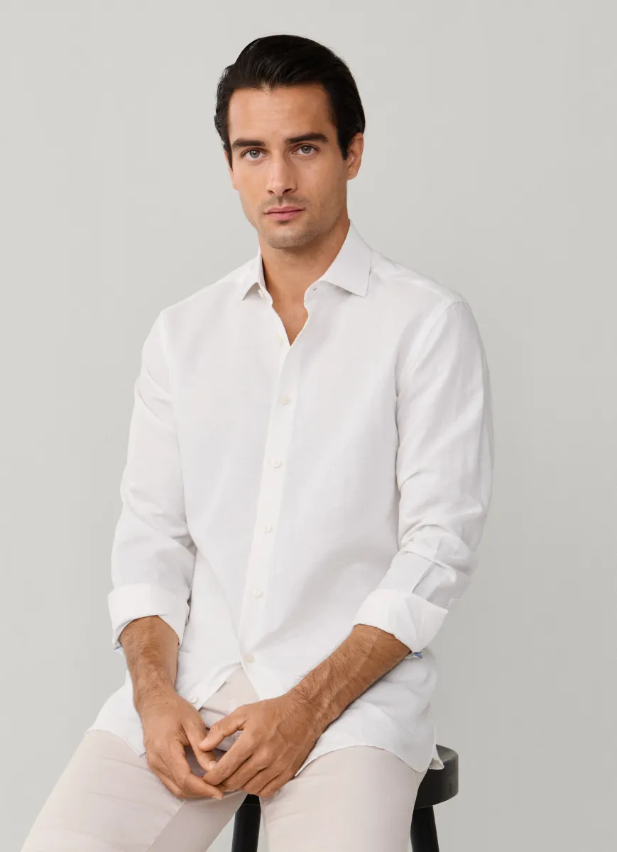Tailored Fit Cotton-Linen Shirt
