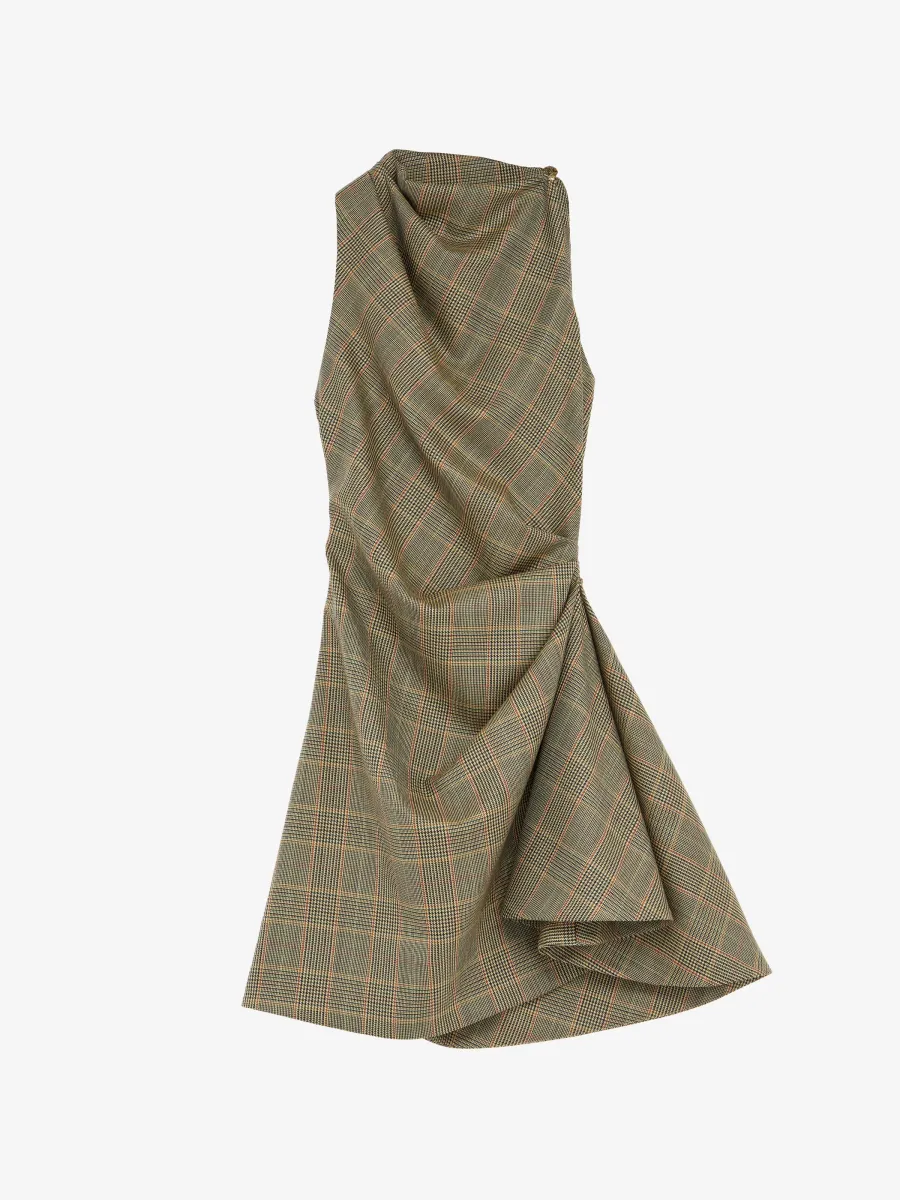 Country Check Asymmetric Mini Dress