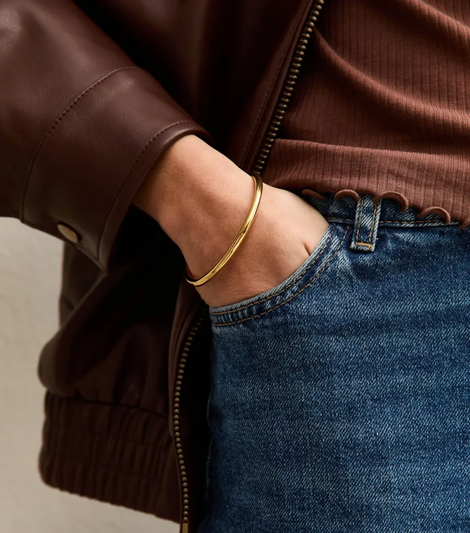 Gold Tone Waterproof Sleek Bangle Bracelet