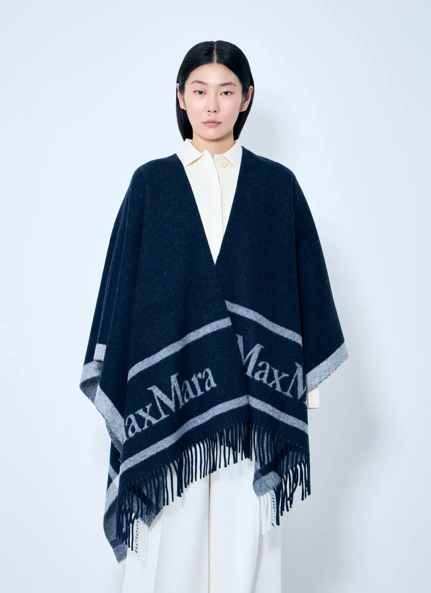 Jacquard Wool Poncho