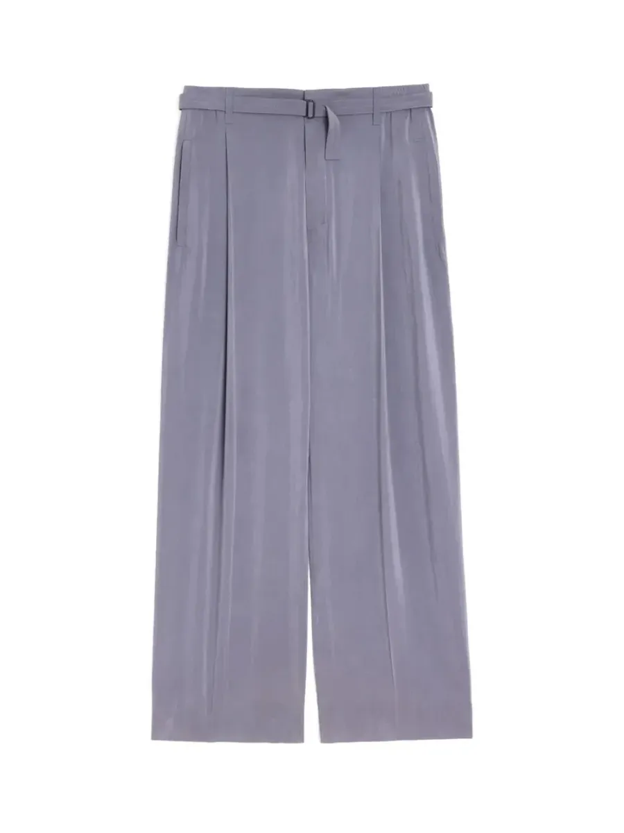 Silk Belted Pants Asphalt