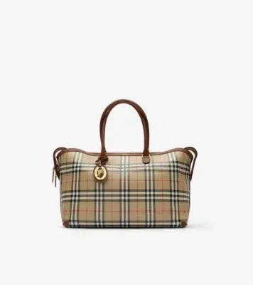 Medium Check Zip Tote in Archive beige - Women, Cotton