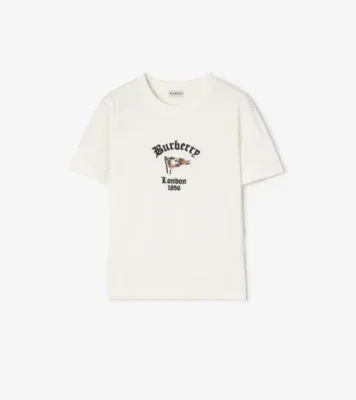 Check Flag Cotton T-shirt in Chalk white