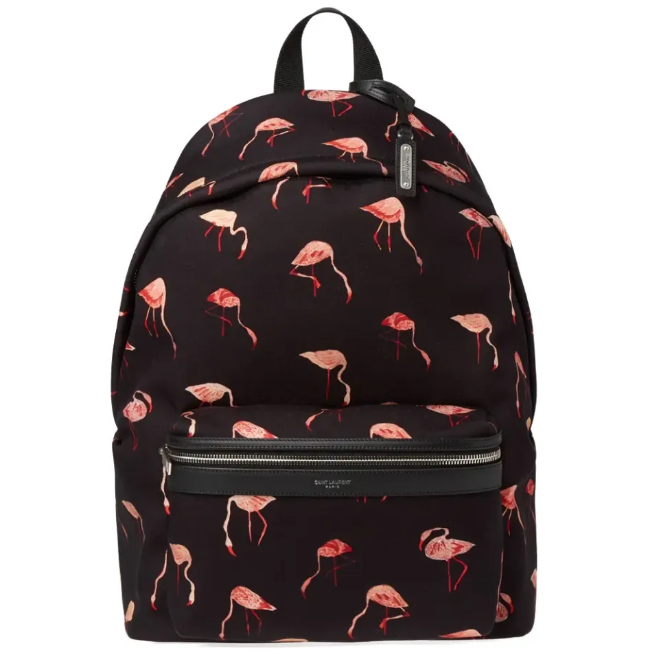 Flamingo Print Canvas Backpack