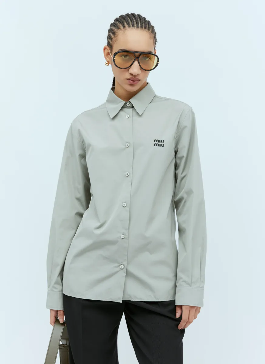 Logo Embroidery Poplin Shirt