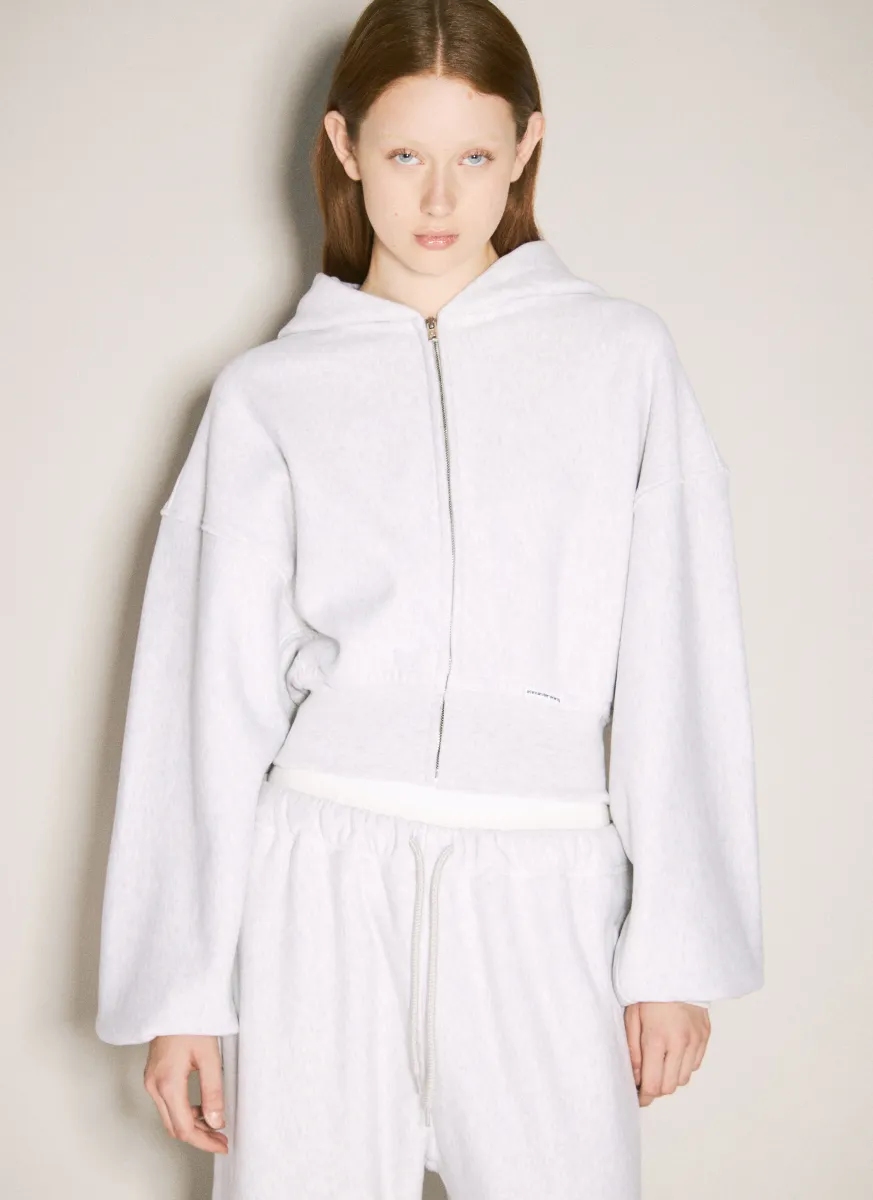 Cropped Zip-Up Hooded Sweatshirt