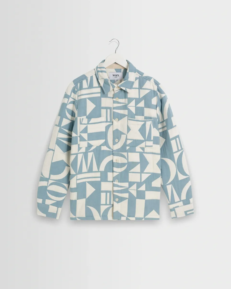 Otto - Light Blue and Ecru Quilted Jacquard Overshirt