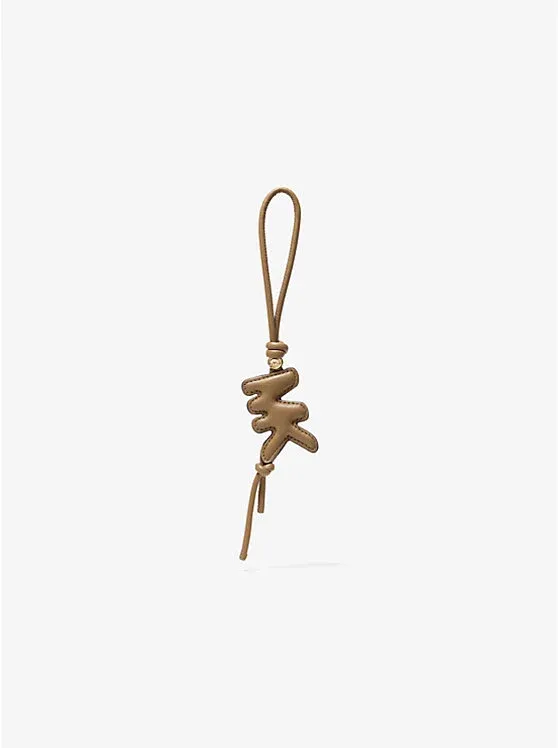 Puffy Logo Leather Bag Charm