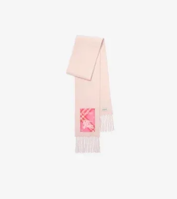 Narrow Check Label Cashmere Scarf in Quartz pink