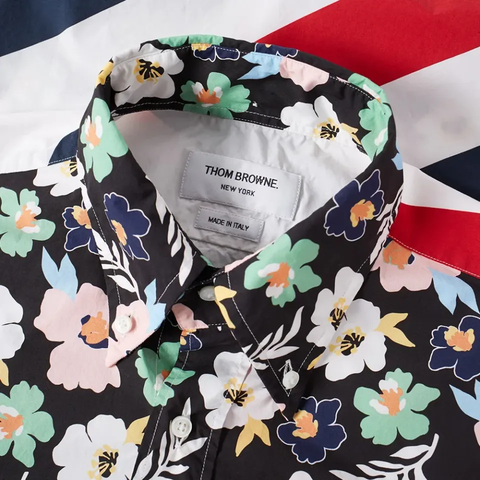Diagonal Stripe Floral Shirt