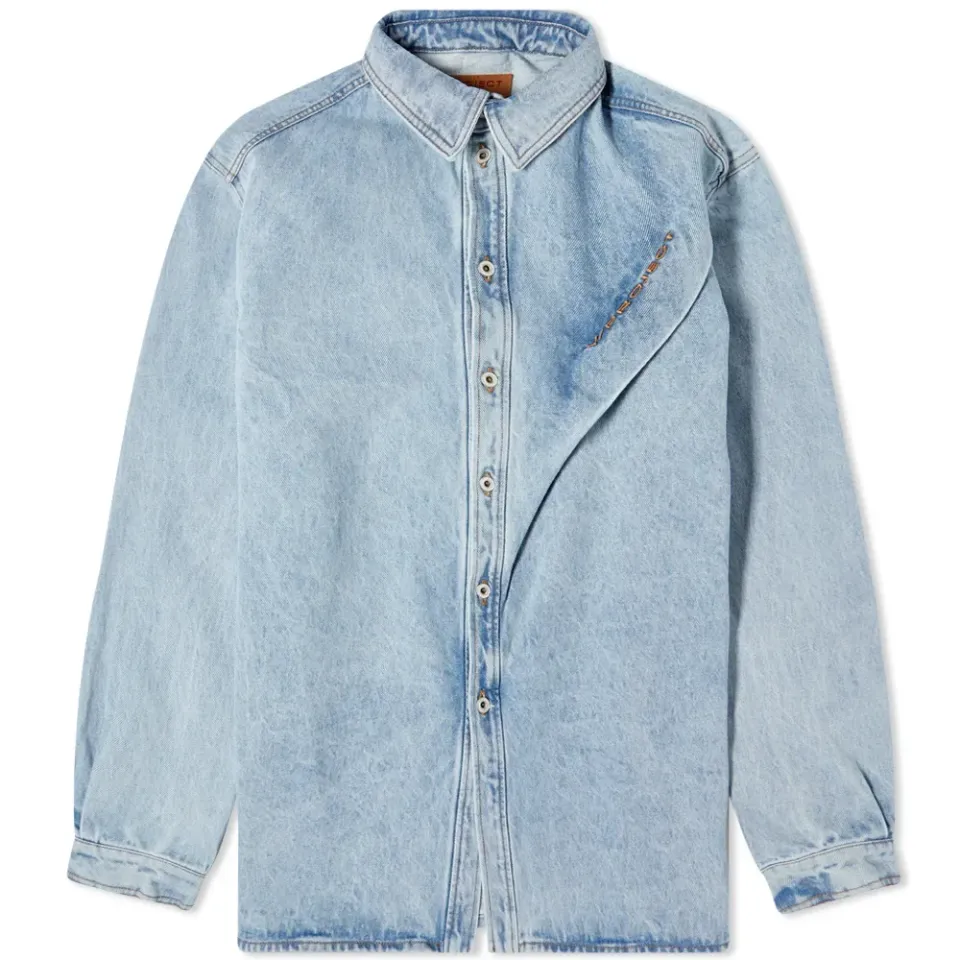 Pinched Logo Denim Shirt