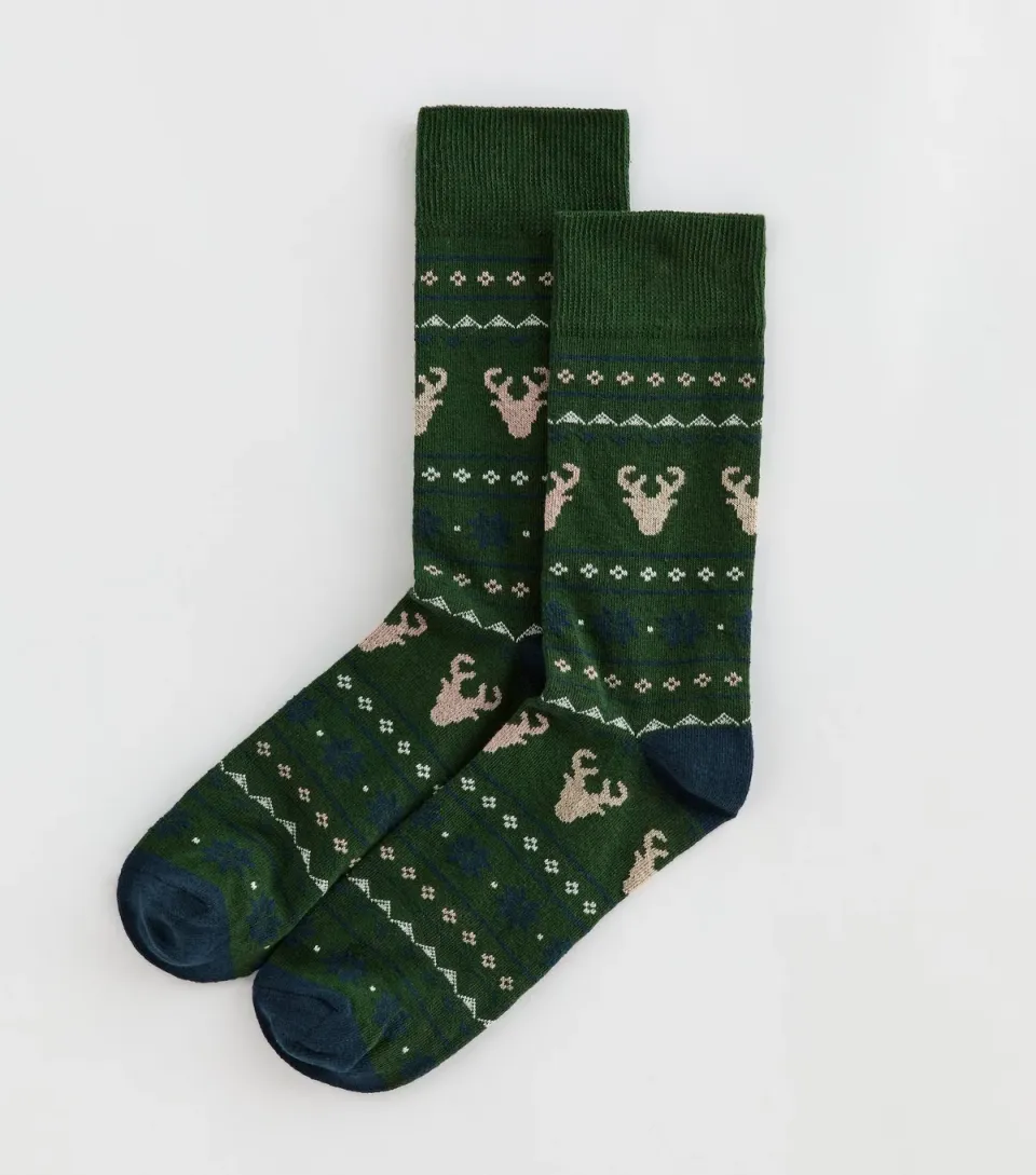 Men's Mens Reindeer Fairisle Socks