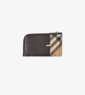Pop Check Zip Card Case​ in Sand beige