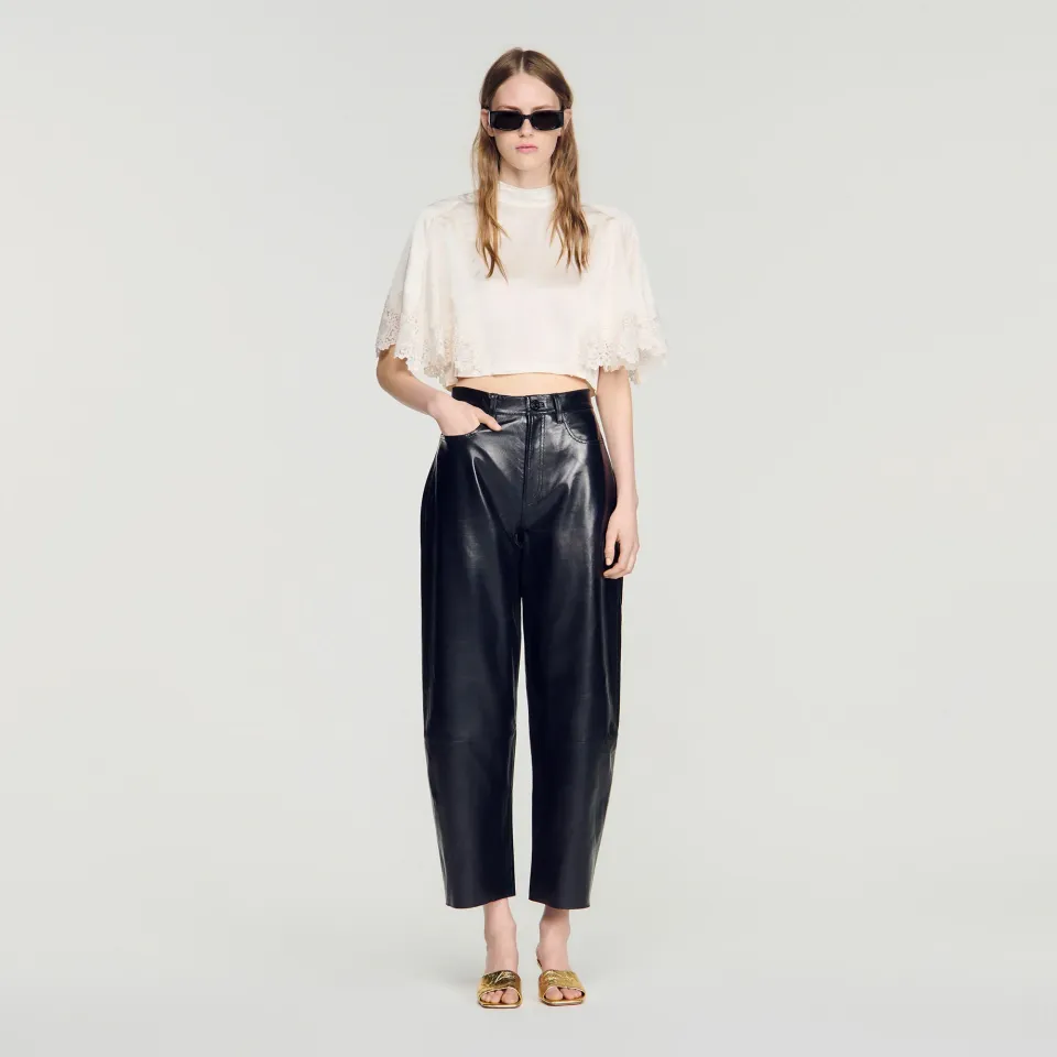 Satin cape-effect crop top