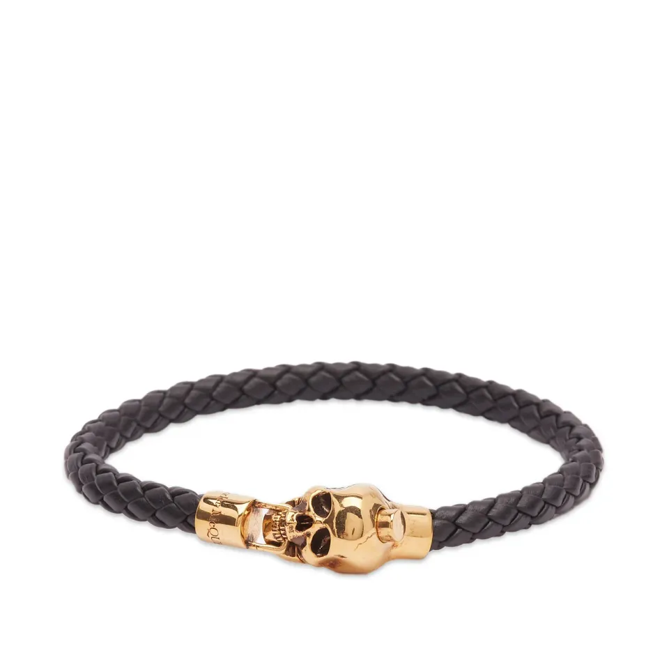 Leather Cord Skull Bracelet