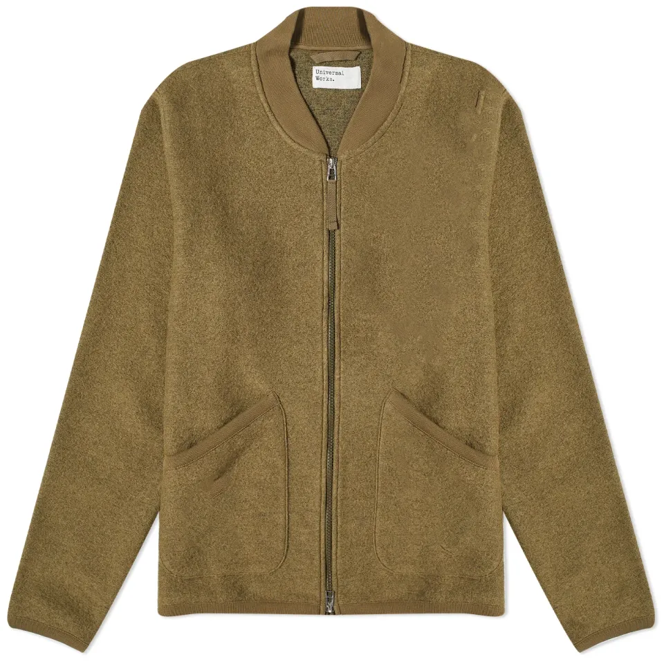 Wool Fleece Zip Bomber Jacket