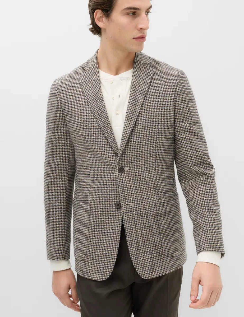 Regular Fit Cotton Blend Check Blazer