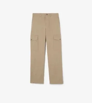 Cotton Twill Cargo Trousers in Saltmarsh beige