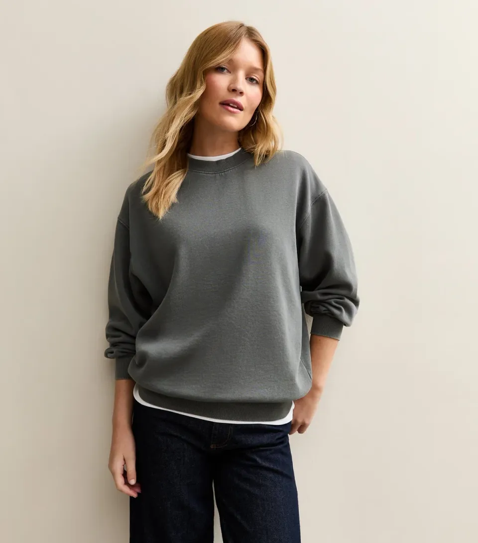 Women's Dark Grey Washed Sweatshirt