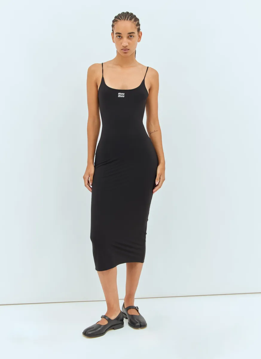 Logo Print Midi Dress