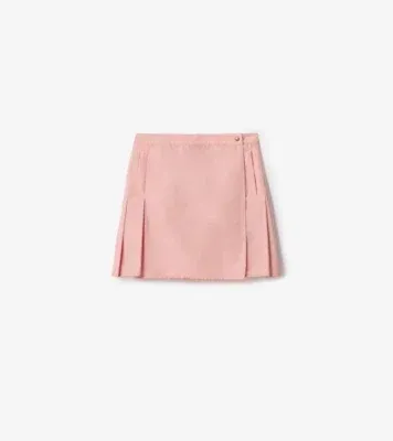 Pleated Stretch Nylon Mini Skirt in Begonia pink