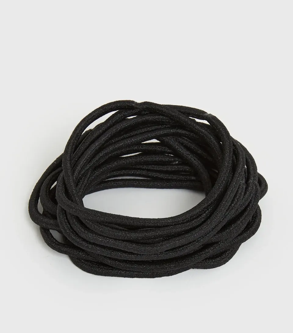 15 Pack Black Skinny Ponio Hair Bands
