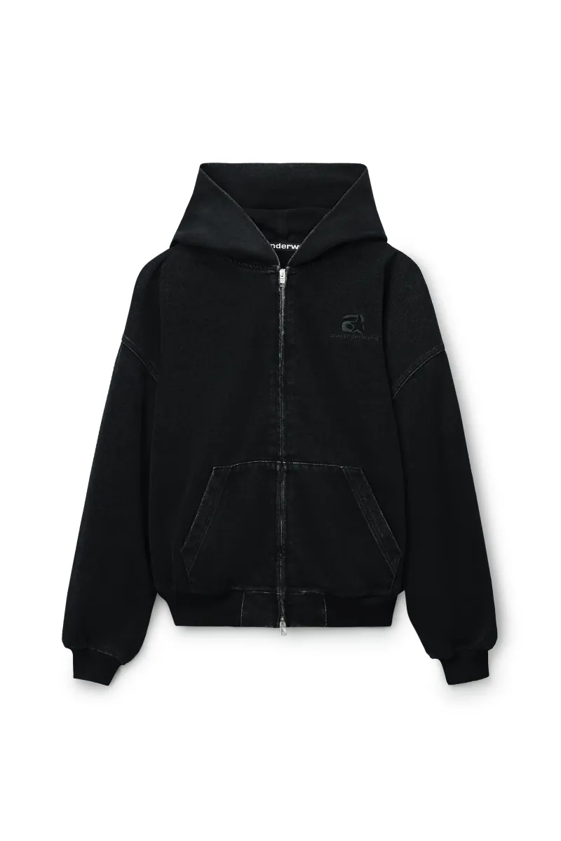 BRUSHED DENIM OVERSIZED HOODIE