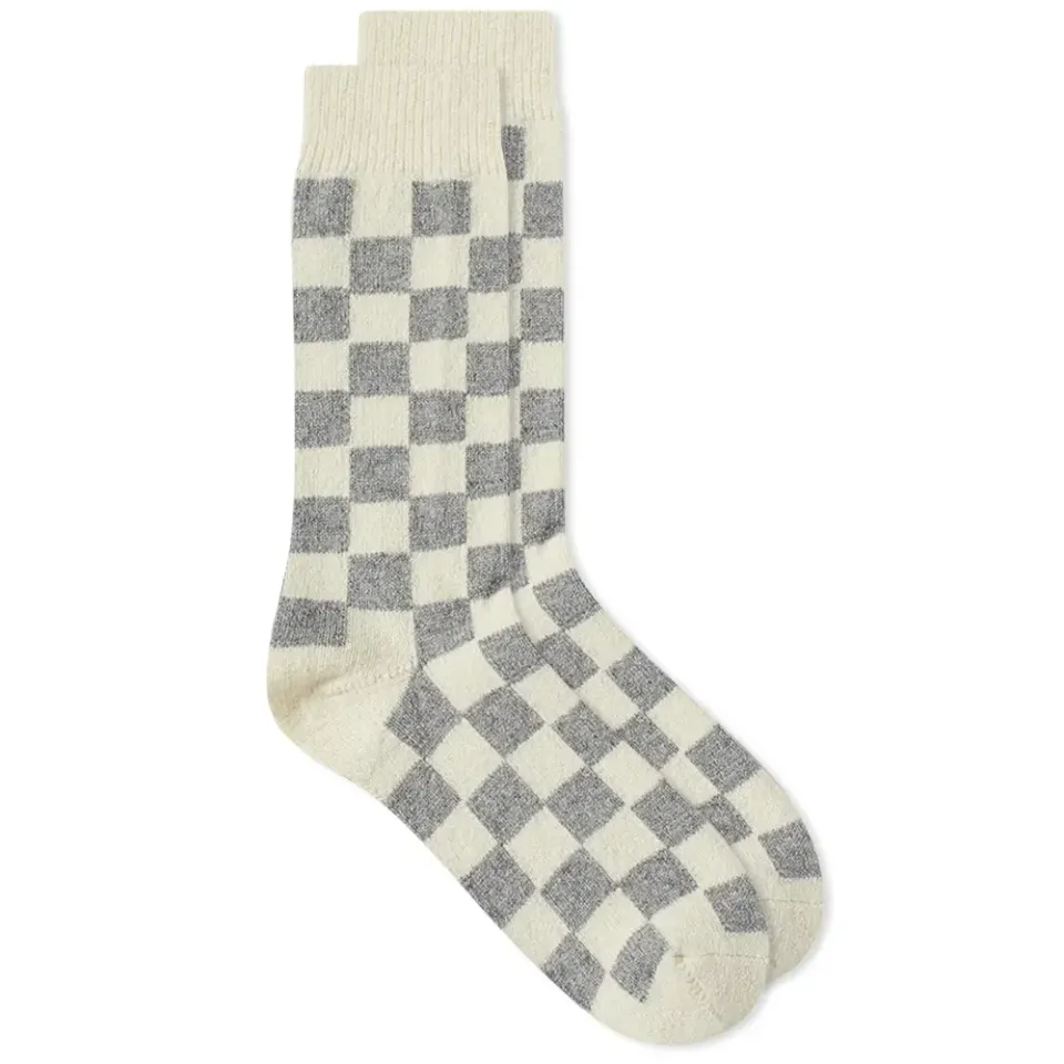 Recycled Wool Checkerboard Crew Sock