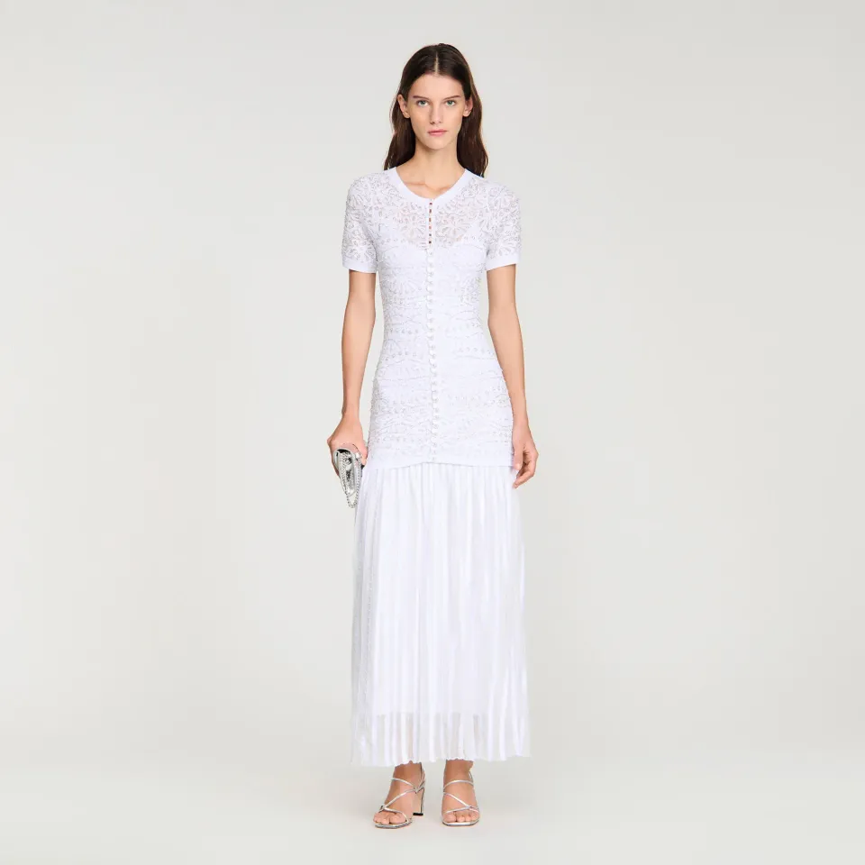 Beaded knit maxi dress