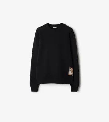 Check Label Cotton Sweatshirt in Black