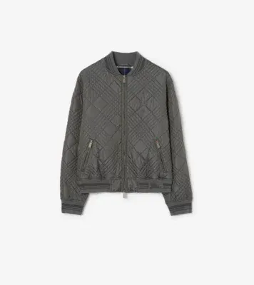 Micro Check-stitch Rakewood Bomber Jacket in Stonewashed grey